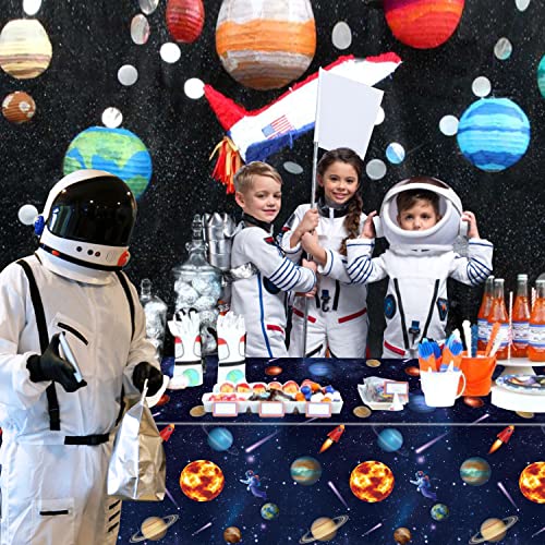 2 Pack Outer Space Party Tablecloths, Solar System Table Covers, 130x220cm Rectangle Planet Table Cover for Kids Space Theme Birthday Party Decorations, Space Stars Galaxy Theme Party Supplies