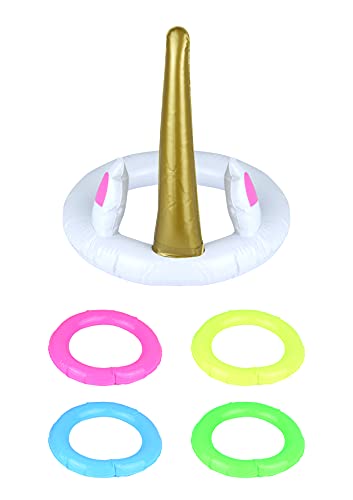 HENBRANDT Inflatable Unicorn Ring Toss Game 5pcs Hoopla Games for Kids Party Game Decorations