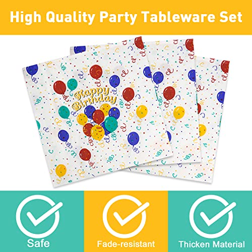 MACUNIN Rainbow Birthday Party Decorations Party Supplies for 20 Guests, 80Pcs Birthday Party Tableware Set Paper Party Plates and Napkins for Kids Boy and Girl Birthday Party Baby Shower