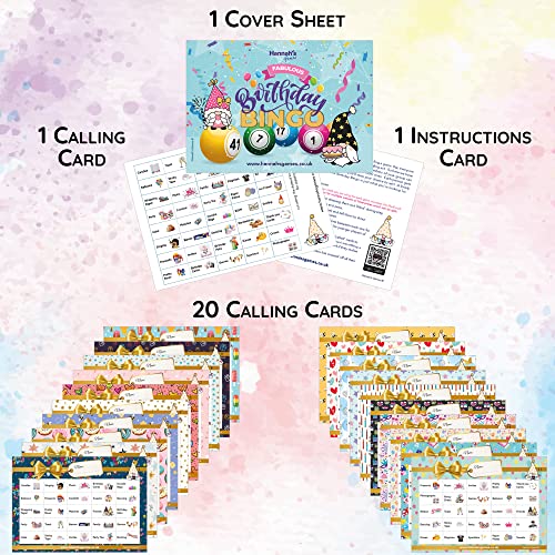 Birthday Bingo Game Cards- 20 X A6 Bingo Cards - Party Games For Kids & Adult - Family Girls Boys Girls Children Women Teenagers 18th 30th 40th 50th 70th 80th Birthday Games Parties Supplies