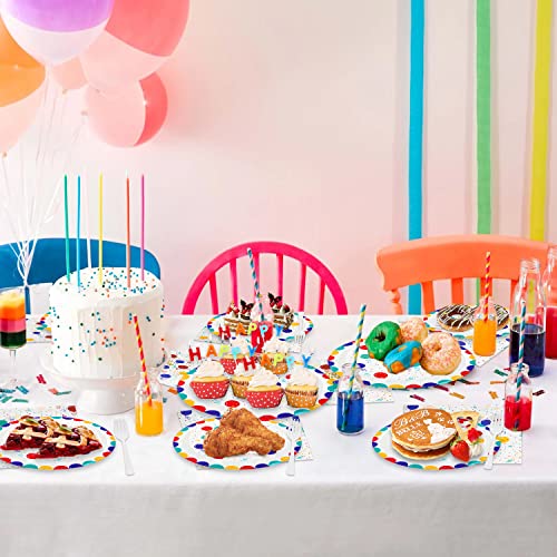 MACUNIN Rainbow Birthday Party Decorations Party Supplies for 20 Guests, 80Pcs Birthday Party Tableware Set Paper Party Plates and Napkins for Kids Boy and Girl Birthday Party Baby Shower