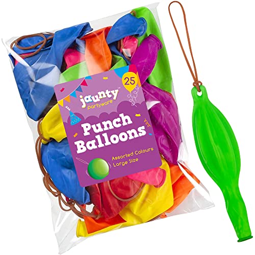 jaunty partyware 25 Large Punch Balloons for Kids Ideal Party Bag Fillers for Kids | 12" Premium Quality | Punch Balloons for Party Bags Fillers for Kids | Punch Balloon Kids Party Bag Fillers