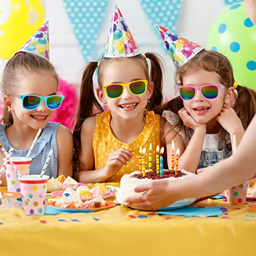 SCIONE 24 Pack Kids Sunglasses Bulk Neon Colors Sunglasses Party Bag Fillers for Kids Party favours for Graduation，Birthday，Beach Pool