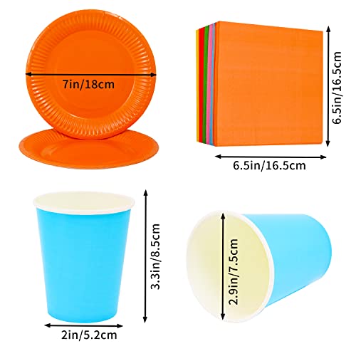 90 Pieces Rainbow Party Supplies Rainbow Cocktail Luncheon Beverage Serviette 2 Ply Party Multicolor Napkins Disposable Paper Cups Plates for DIY Birthday Holiday Party
