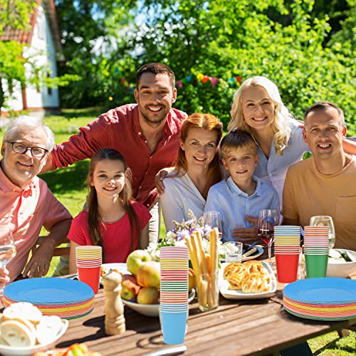 90 Pieces Rainbow Party Supplies Rainbow Cocktail Luncheon Beverage Serviette 2 Ply Party Multicolor Napkins Disposable Paper Cups Plates for DIY Birthday Holiday Party