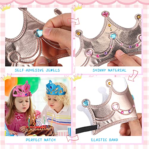 Yaomiao 44 Pcs Foam Crowns Set for Kids Princess Tiaras Crowns Diamond Sticker Making Kits Kids' Family Classroom School Birthday Party Supplies (Cute Style)
