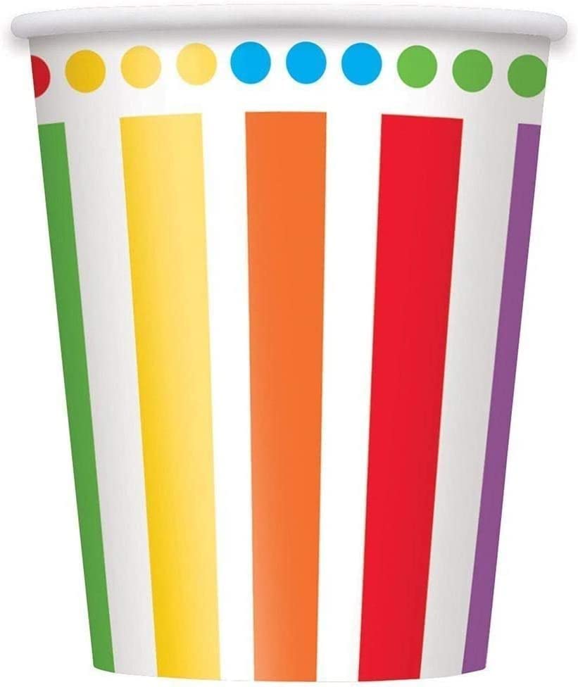 Rainbow Birthday Party Decorations Supplies for kids Birthday Party Rainbow Colour Plates Cups Napkins and Disposable Party Tableware Set-Serves 16 Guests