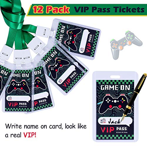 94pcs Video Game Party Favors with VIP Pass Gamer Slap Bracelets Keychain Tattoos Party Bags Kids Boy Gaming On Themed Birthday Party Supplies Candy Rewards Treat Pinata Gift Goodie Bag Fillers