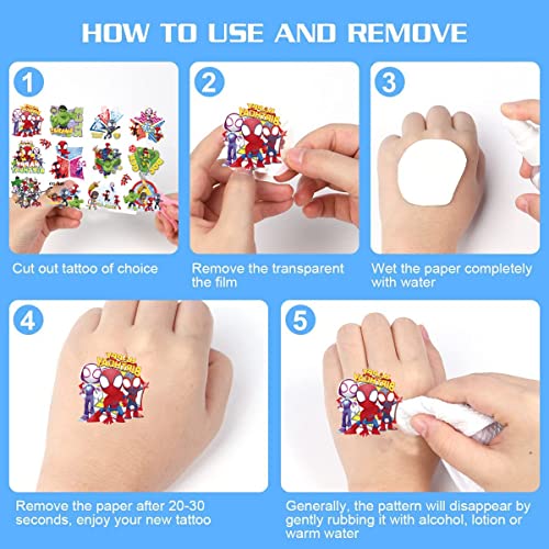 Yangsiw 8 Sheets Spidey and His Amazing Friends Temporary Tattoos for Kids Birthday Party Supplies Favors Decorations Cute Fake Tattoos Stickers Spider Party Decorations …