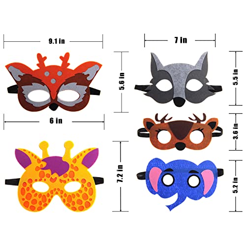 RoterSee 30 Pieces Felt Animal Masks for Kids Jungle Theme Party Favors Supplies