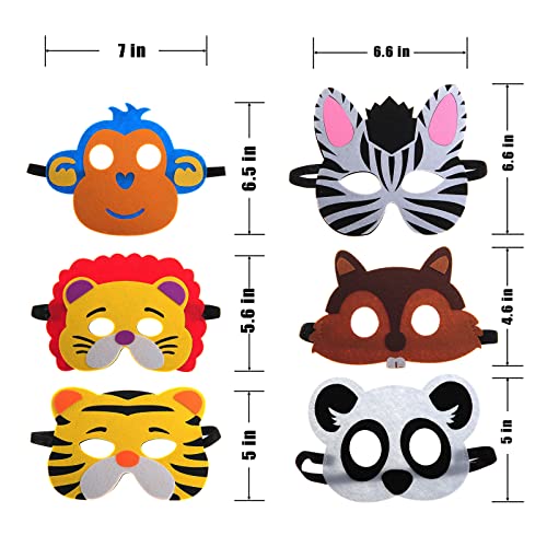 RoterSee 30 Pieces Felt Animal Masks for Kids Jungle Theme Party Favors Supplies