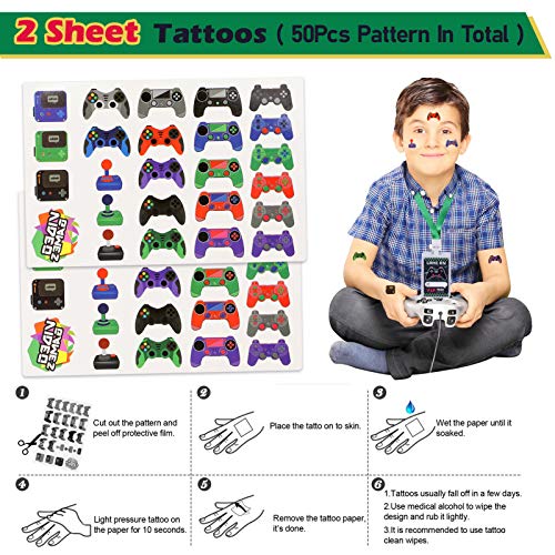 94pcs Video Game Party Favors with VIP Pass Gamer Slap Bracelets Keychain Tattoos Party Bags Kids Boy Gaming On Themed Birthday Party Supplies Candy Rewards Treat Pinata Gift Goodie Bag Fillers