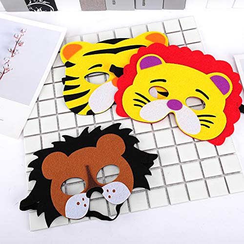 RoterSee 30 Pieces Felt Animal Masks for Kids Jungle Theme Party Favors Supplies