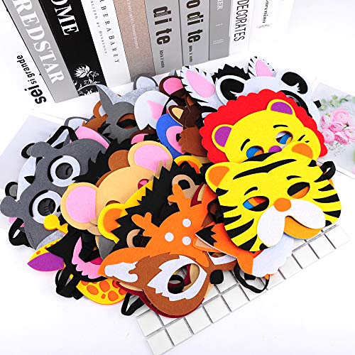 RoterSee 30 Pieces Felt Animal Masks for Kids Jungle Theme Party Favors Supplies