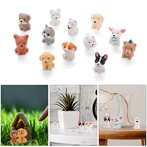 Cobee Dog Figurines Playset, 12 Pieces Realistic Mini Puppy Figures Miniature Dog Animal Toy Set Hand Painted Dog Playset for Cake Topper Birthday Present Party Favor