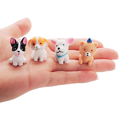 Cobee Dog Figurines Playset, 12 Pieces Realistic Mini Puppy Figures Miniature Dog Animal Toy Set Hand Painted Dog Playset for Cake Topper Birthday Present Party Favor