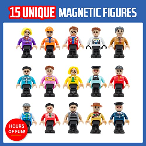Playmags Magnetic Figures-Community Figures Set of 15 Pieces - Play Magnetic Tiles - STEM Toys Children - Magnetic Tiles Expansion Pack- Compatible w Other Brands