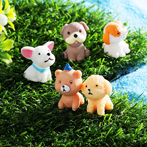 Cobee Dog Figurines Playset, 12 Pieces Realistic Mini Puppy Figures Miniature Dog Animal Toy Set Hand Painted Dog Playset for Cake Topper Birthday Present Party Favor
