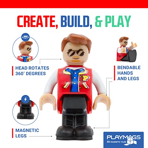 Playmags Magnetic Figures-Community Figures Set of 15 Pieces - Play Magnetic Tiles - STEM Toys Children - Magnetic Tiles Expansion Pack- Compatible w Other Brands