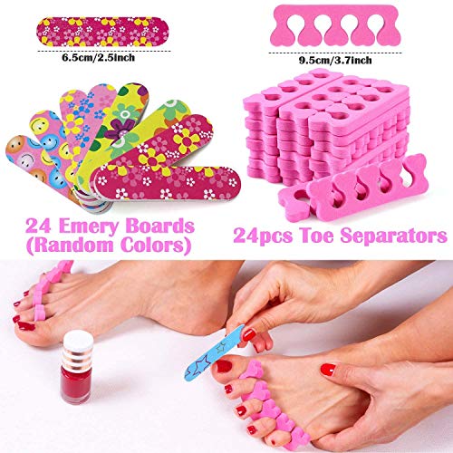 Tacobear 96pcs Spa Party Supplies Pamper Party Bag Fillers, 12 Girls Party Bags, 24 Toe Separators, 24 Emery Boards, 12 Hair Braids, 12 Eye Mask, 12 Unicorn Nail Stickers, Spa Party Favours for Girls