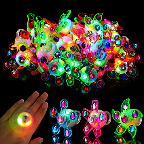 Mikulala Party Bag Fillers for Kids 24 Pack Light Up Rings Back to School Gifts LED Party Favours Glow in The Dark Party Supplies for Kids Birthday Party Prizes
