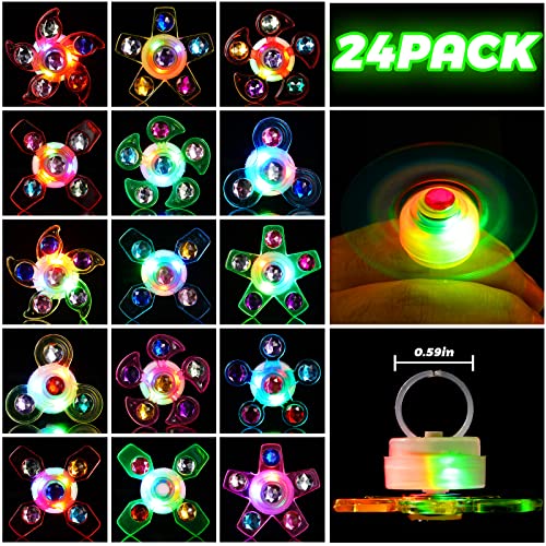 Mikulala Party Bag Fillers for Kids 24 Pack Light Up Rings Back to School Gifts LED Party Favours Glow in The Dark Party Supplies for Kids Birthday Party Prizes