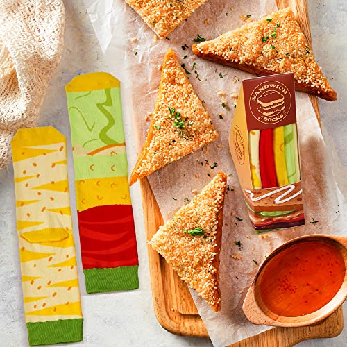 Funny Sandwich Socks Box for Men Women Teenage Boys - Funny Gifts Fathers Day Novelty Gifts for Dad Husband Brother Food Fun Funky Socks-Valentines Birthday Gifts Ideas Christmas Stocking Fillers