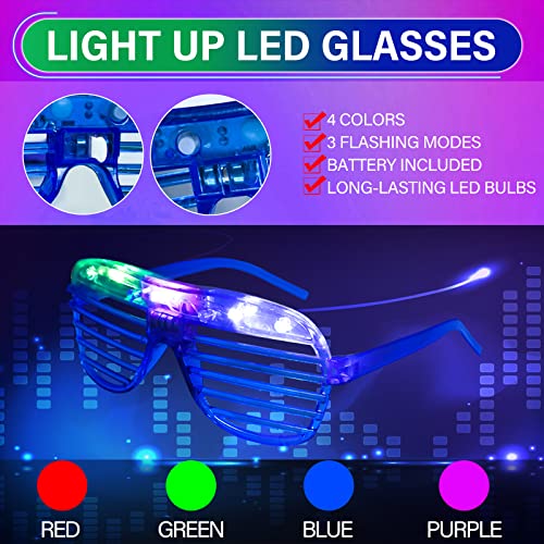 RuiAYI 60pcs LED Light Up Toys Party Favours Glow in the Dark Party Supplies for Kid/Adults Halloween with 40 Finger Lights, 6 Jelly Rings,4 Flashing Glasses, 4 Glow Sticks Bracelets.....