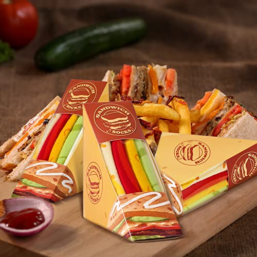 Funny Sandwich Socks Box for Men Women Teenage Boys - Funny Gifts Fathers Day Novelty Gifts for Dad Husband Brother Food Fun Funky Socks-Valentines Birthday Gifts Ideas Christmas Stocking Fillers