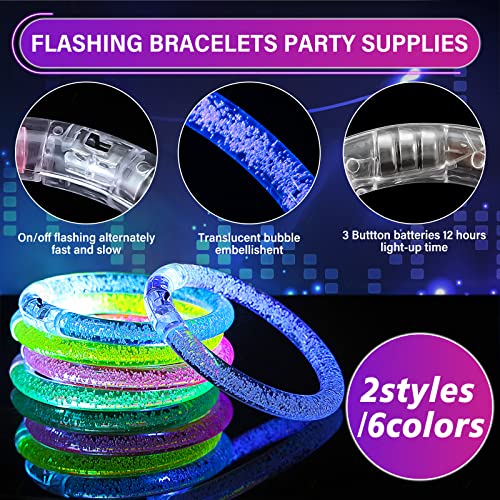 RuiAYI 60pcs LED Light Up Toys Party Favours Glow in the Dark Party Supplies for Kid/Adults Halloween with 40 Finger Lights, 6 Jelly Rings,4 Flashing Glasses, 4 Glow Sticks Bracelets.....