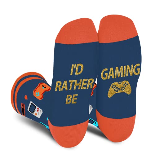 Gaming Gamer Socks for Men Women Teen Boys - I’d Rather Be Gaming Socks Fathers Day Novelty Gifts for Dad Husband Fun Socks -Game Lovers Valentines Crazy Gifts Stocking Fillers
