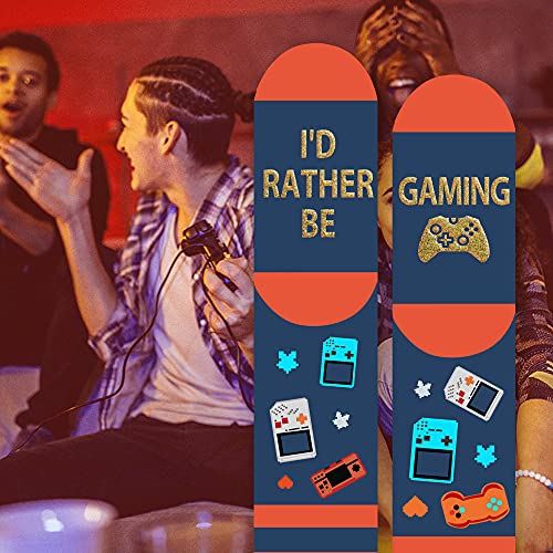Gaming Gamer Socks for Men Women Teen Boys - I’d Rather Be Gaming Socks Fathers Day Novelty Gifts for Dad Husband Fun Socks -Game Lovers Valentines Crazy Gifts Stocking Fillers