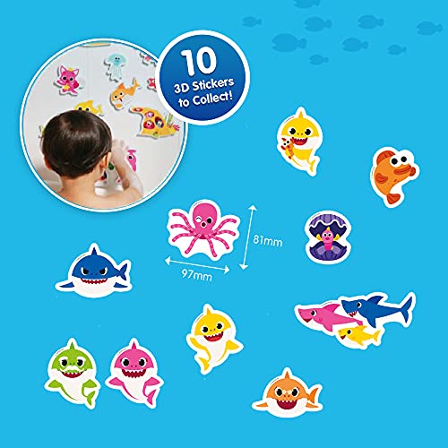 Baby Shark Gelli Baff Blue with Free Floating 3D Bath Sticker from Zimpli Kids, 1 Bath or 6 Play Uses, Magically turns water into thick, colourful goo, Bath Toy Gift for Children, Novelty & Gag Toy