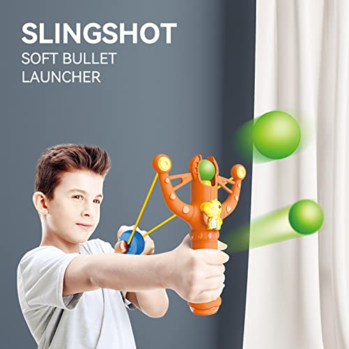 Okima Dinosaur Shooting Toy for Kids, Catapult Game with 10 Soft Foam Balls & 6 Bowling Toys,Novelty Shooting Slingshots Toys for Party, Camping and Outdoor,469-1