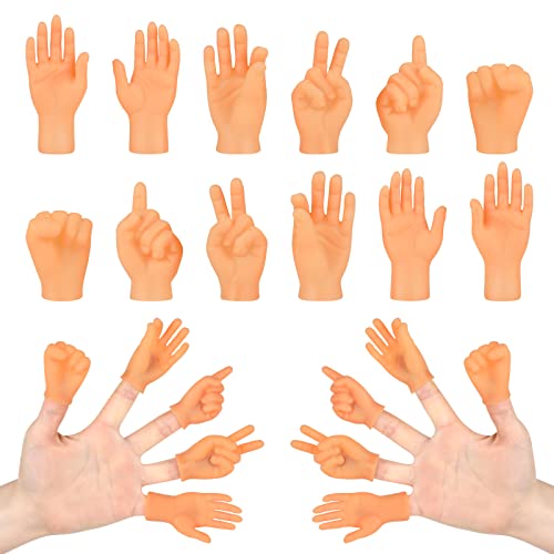 12Pcs Tiny Hands Fingers, Mini Rubber Finger Puppets Fun Novelty Rock-Paper-Scissors Finger Games Toys, Little Finger Hands Toys for Kids Gag Performance Party Favors TikTok Toys