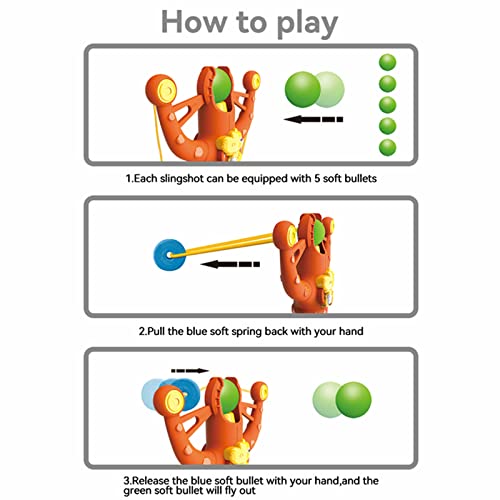 Okima Dinosaur Shooting Toy for Kids, Catapult Game with 10 Soft Foam Balls & 6 Bowling Toys,Novelty Shooting Slingshots Toys for Party, Camping and Outdoor,469-1