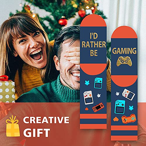 Gaming Gamer Socks for Men Women Teen Boys - I’d Rather Be Gaming Socks Fathers Day Novelty Gifts for Dad Husband Fun Socks -Game Lovers Valentines Crazy Gifts Stocking Fillers