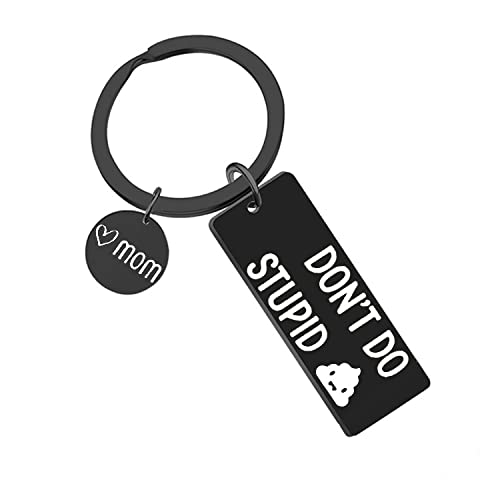 ShiQiao Spl Funny Keyring for Boys Girls Birthday Gifts for Daughter Son Gifts from Mom Mum Don't Do Stupid Keychain