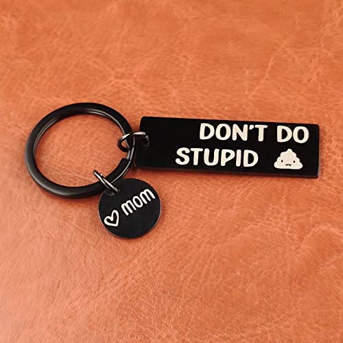 ShiQiao Spl Funny Keyring for Boys Girls Birthday Gifts for Daughter Son Gifts from Mom Mum Don't Do Stupid Keychain