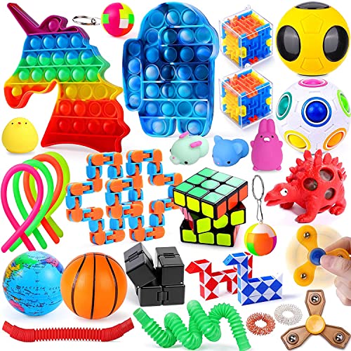 Christmas Fidget Toy Pop Set, set Sensory Fidget Toys Pack, Simple Dimple Pop Fidget Box, Surprise Gifts Boxes Xmas Party Favour (A)