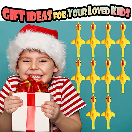 NOVELTY PLACE 10 Pcs Slingshot Chicken Flying Finger Toys - Stretchy Rubber Flick Chicks Shooting Game for Kids & Adults - Stress Relieve Fidget Toy, Party Favors & Easter Gift