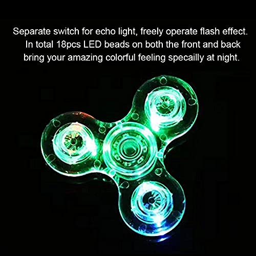 IREENUO Crystal Led Light Fidget Spinner Toy Hand Tri Spinner Single Finger Fast Bearings Anxiety Relief EDC Toys for Children and Adults (Crystal-White)