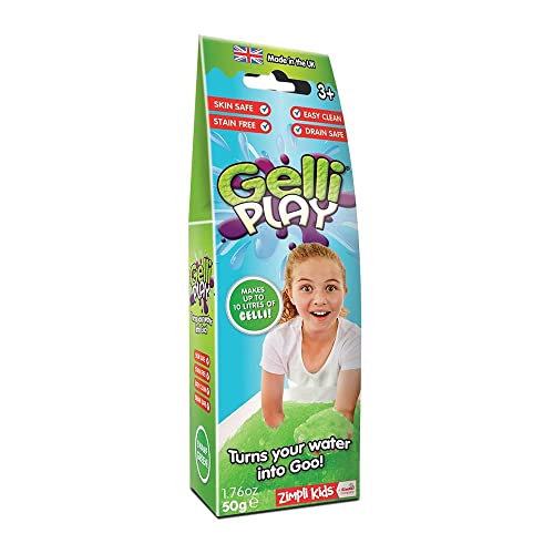 Gelli Play Green from Zimpli Kids, Magically turns water into thick, colourful goo, Messy & Multi-Sensory Play, Birthday Gift for Children, Tuff Tray Toys, Novelty & Gag Toy, Certified Biodegradable