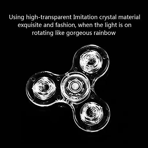 IREENUO Crystal Led Light Fidget Spinner Toy Hand Tri Spinner Single Finger Fast Bearings Anxiety Relief EDC Toys for Children and Adults (Crystal-White)
