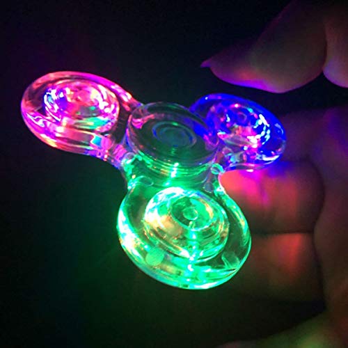 IREENUO Crystal Led Light Fidget Spinner Toy Hand Tri Spinner Single Finger Fast Bearings Anxiety Relief EDC Toys for Children and Adults (Crystal-White)