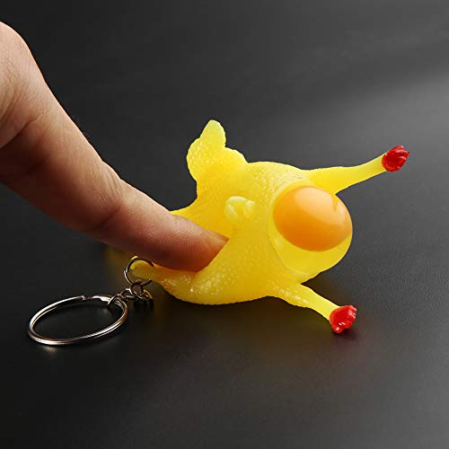 Eqxinfeng Squeeze Chicken Laying Egg Keychain,Stress Relief Vent Tricky Toys Gag Gift,Chicken Key Chain Keyring Bag Wallet Pendant