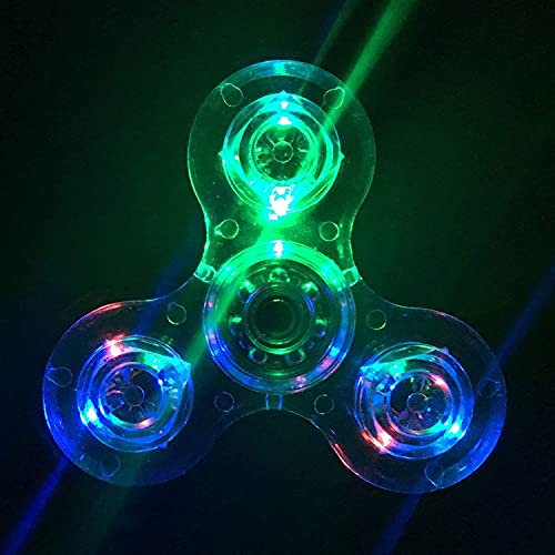 IREENUO Crystal Led Light Fidget Spinner Toy Hand Tri Spinner Single Finger Fast Bearings Anxiety Relief EDC Toys for Children and Adults (Crystal-White)