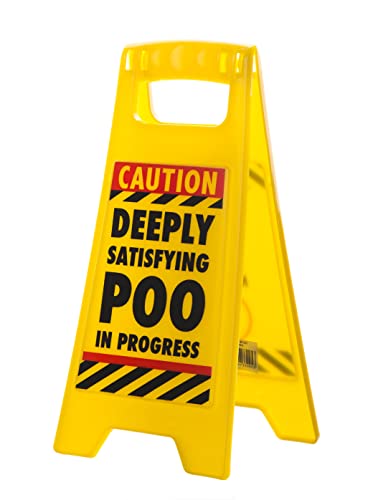 Boxer Gifts Deeply Satisfying Poo in Progress Novelty Toilet Humour Warning Sign | Hilarious Secret Santa Gift for Him, Yellow, 11.8cm x 25cm