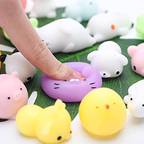 Mini Animal Squishy Pack - 40 Pieces Random Mochi Squishies Party Favor Fidget Toys for Kids - Cute and Soft Squeezable Stress Reliever for Children -party bag toys- party bag fillers for kids