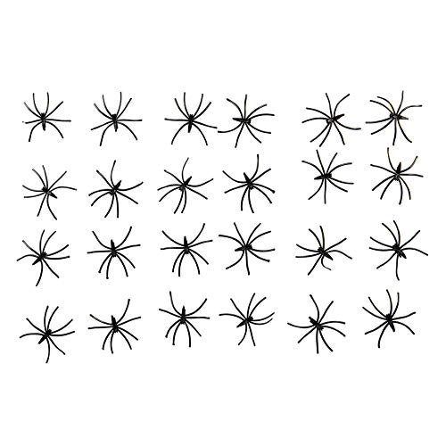 Vinsani® Pack of 24 Spooky Black Realistic Plastic Spiders 4.5cm Halloween Party Fake Props Novelty Fun Decorations Prank Joke Scary Spider Haunted Décor Kids Toy Outdoor Insects